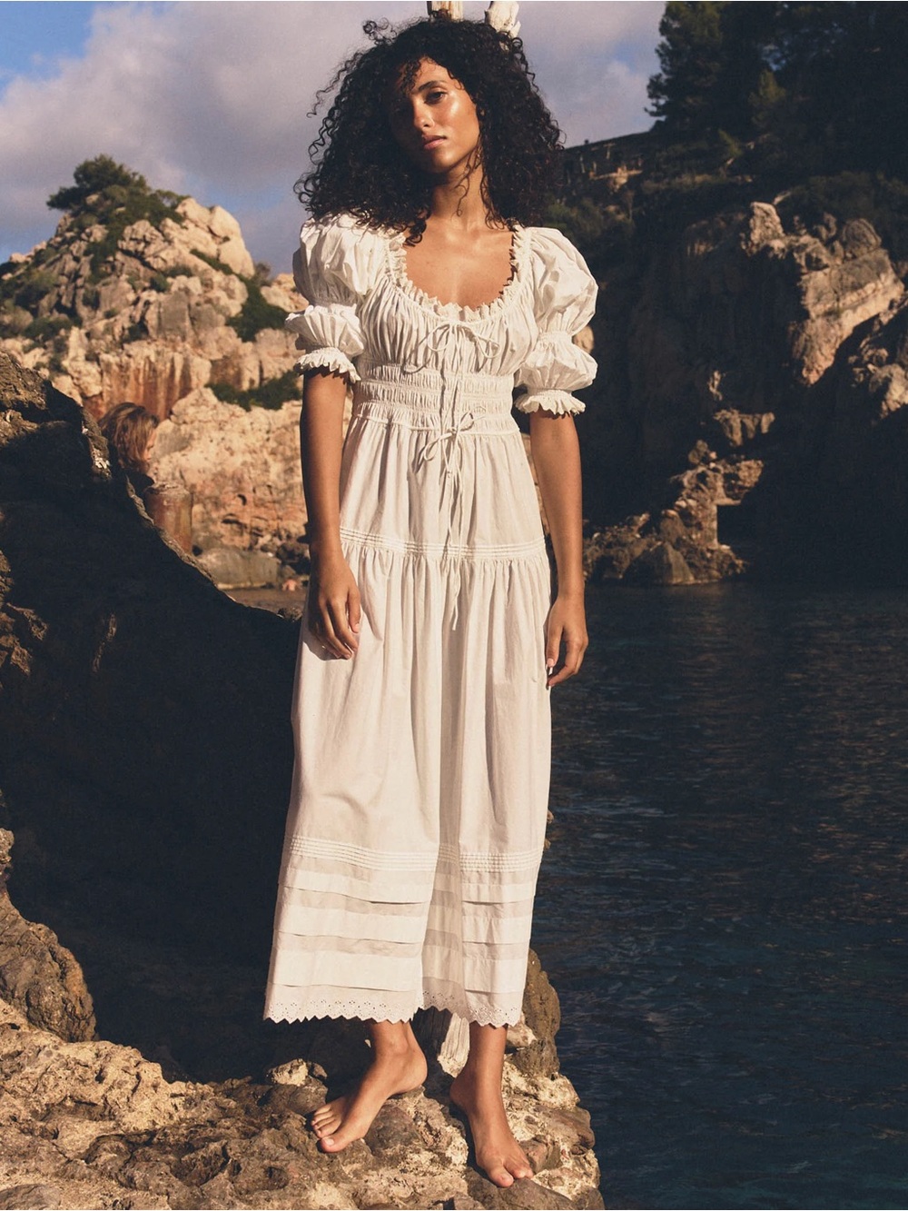 DÔEN Bardot Dress in Salt, Size XL
